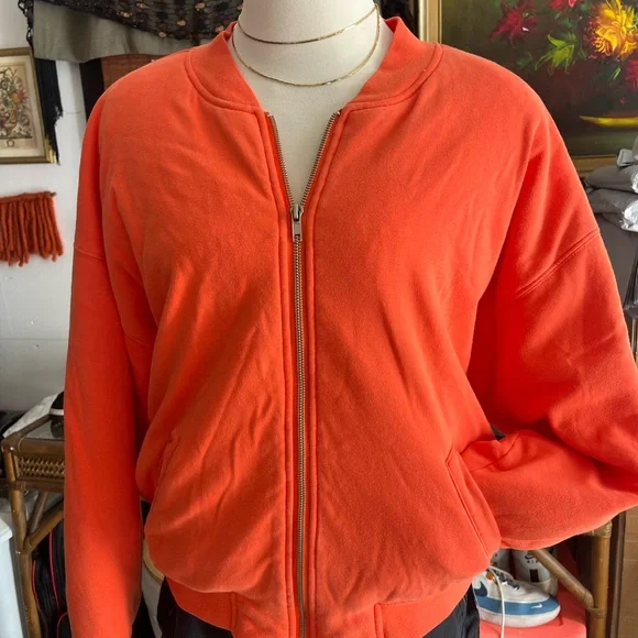 Jones New York Orange Bomber Jacket Zipper - Picture 3 of 14